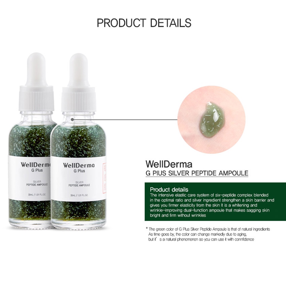 Serum dưỡng da WELLDERMA với thành phần bạc chống oxy hóa cùng 6 loại peptide dưỡng ẩm làm căng da hiệu quả cao