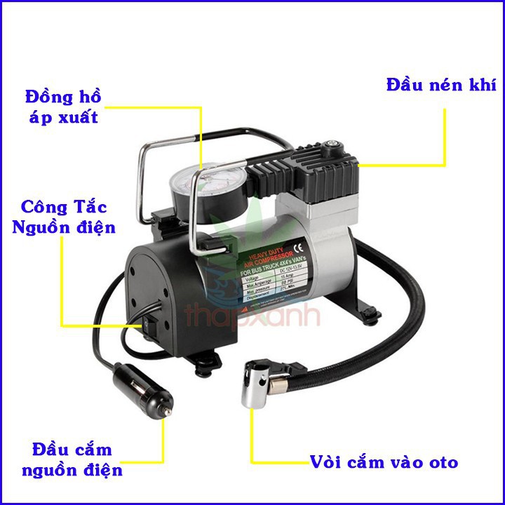 Bơm hơi ô tô 12V💢 DÙNG CHO TẤT CẢ CÁC DÒNG XE TỪ 4 ĐẾN 7 CHỖ 💢  Bơm nhỏ gọn - Mẫu Mã Bền Đẹp