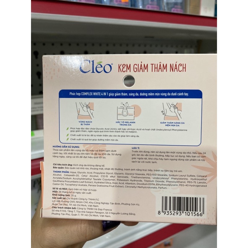 Kem giảm thâm nách nẹn cleo 35g