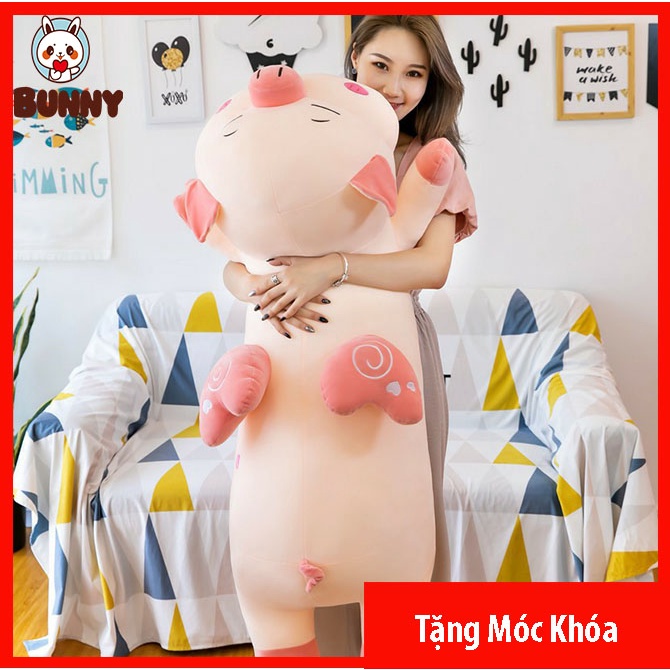 Gấu Bông Heo Cánh Tim Nằm - Lợn Bông Nằm Siêu Đẹp Size 1m2