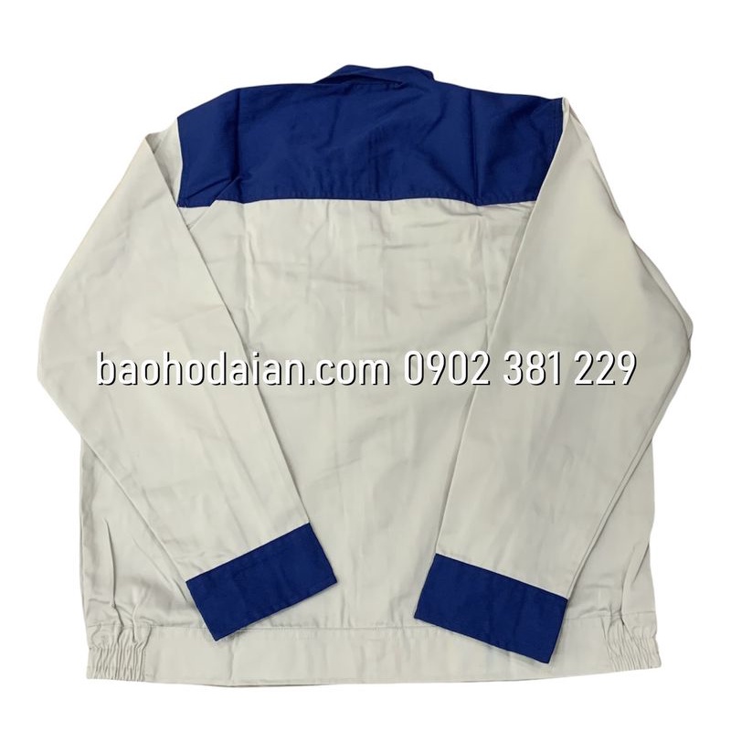 Quần áo bảo hộ kỹ sư màu kem phối xanh - Tinba 01