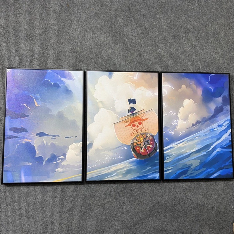 Set 3 Tranh Canvas Cảnh Thuyền Và Biển Của Băng Hải Tặc Luffy