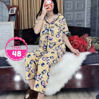 ĐỒ BỘ KATE THÁI TAY NGẮN QUẦN DÀI HÌNH DOREMON