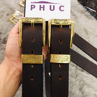 Thắt lưng nam da bò sáp khóa đồng đúc, Dây nịt nam da bò sáp khóa đồng đúc Levis