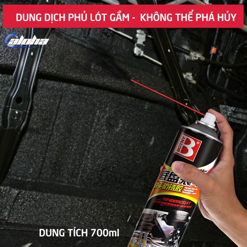 Chai sơn xịt phủ gầm dung dịch phủ lót gầm xe chống ồn, chống ăn mòn, chống rỉ sét, dung tích 700ml