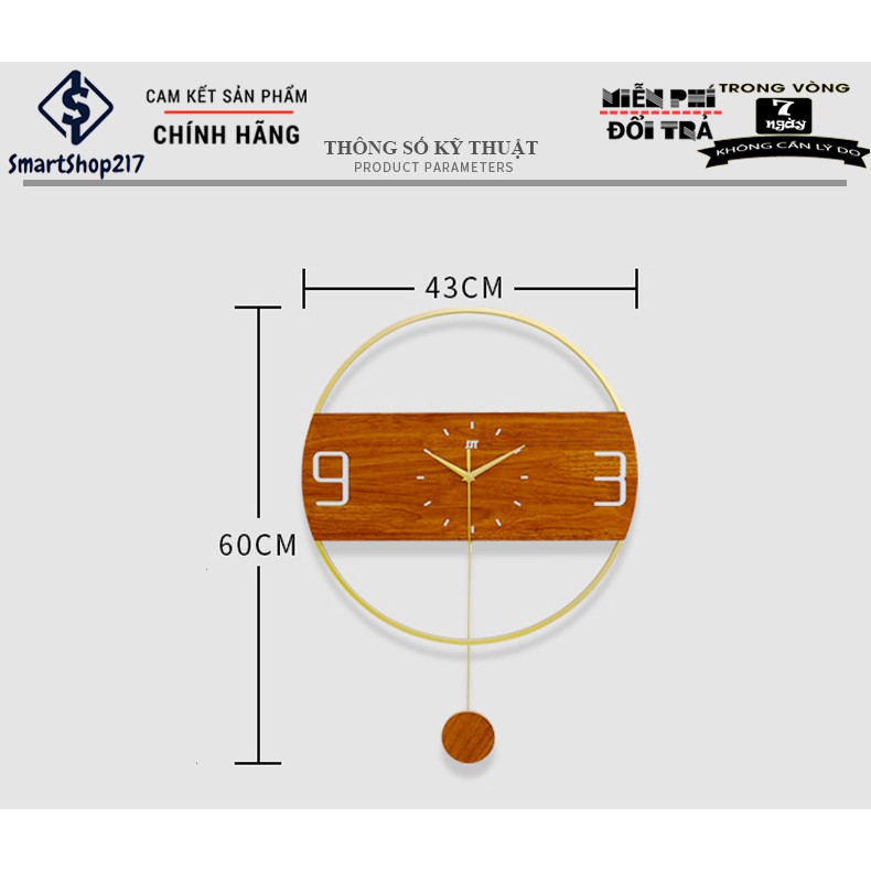 [DH-016] Đồng Hồ Treo Tường Trang Trí Quả Lắc (Tặng Decal trang trí + Bộ Kim dự phòng + Đinh treo chống hỏng tường)