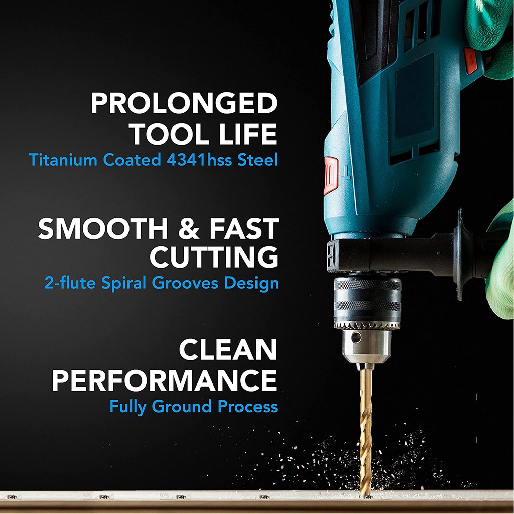 Mũi khoan kim loại, mũi khoan sắt Inox, mũi khoan chuôi lục giác phủ Titan SENKA cao cấp CHỌN Ø2-Ø10