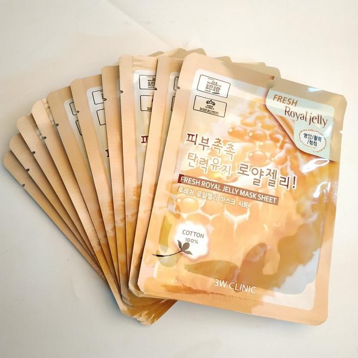 Combo 10 Gói Mặt Nạ Chiết Xuất Sữa Ong Chúa 3W Clinic Fresh Royal Jelly Mask Sheet (23ml x 10)