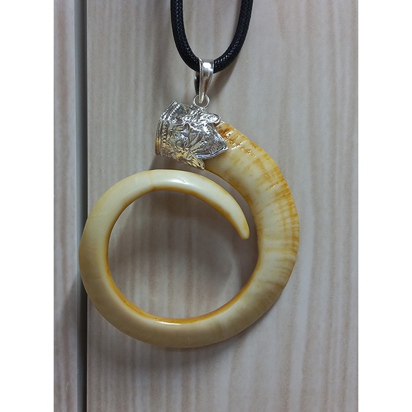 Mặt dây nanh heo nhân tạo phủ bì 9cm tặng dây đeo