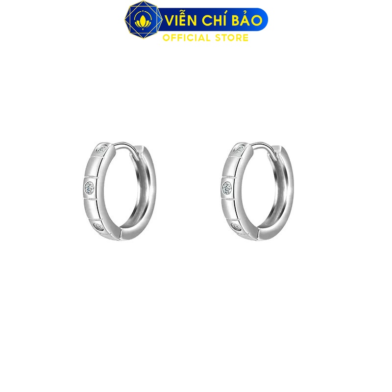 Bông tai tròn đính đá chất liệu bạc Thái 925 thời trang phụ kiện trang sức Viễn Chí Bảo B000351