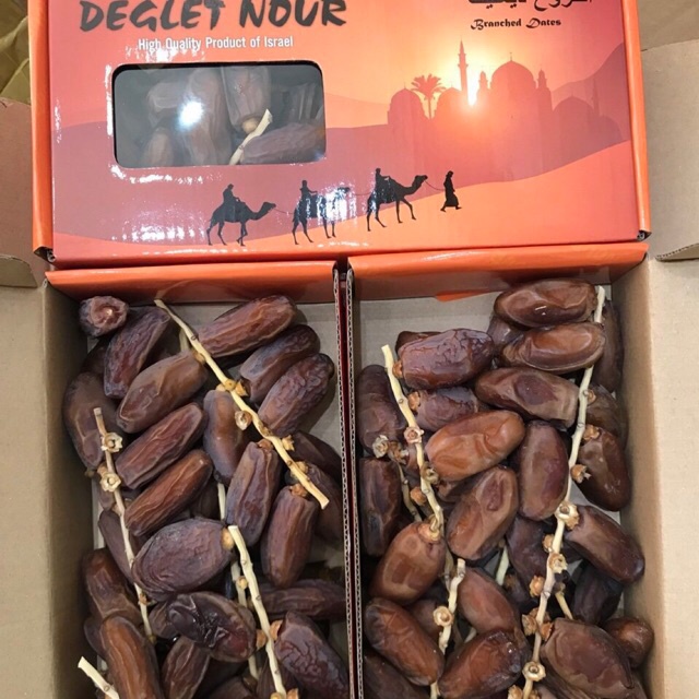 Chà Là Nguyên Cành Con Lạc Đà Deglet Nour Israel (500g/ Hộp)
