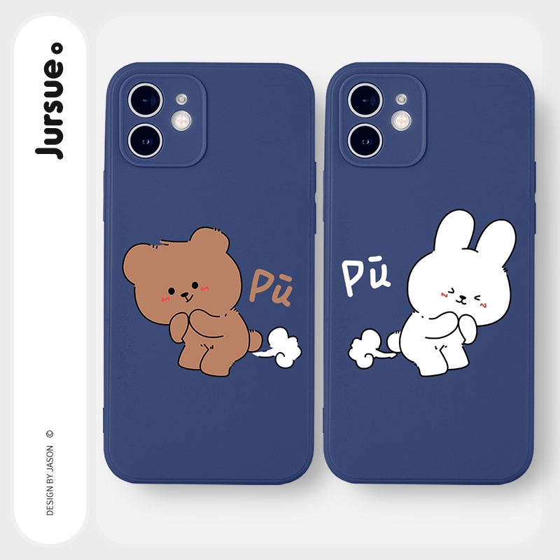 Ốp lưng JURSUE mềm hoạt hình cặp đôi dễ thương đẹp cho iPhone 13 12 11 Pro Max SE 2020 X XR XS ip 8 7 6 6S Plus kute Y68