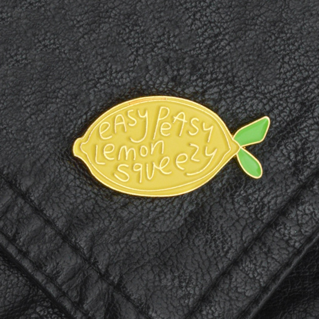YOML✔Cartoon Lemon Enamel Letters Brooch Pin Unisex Denim Backpack Decor Party Badge