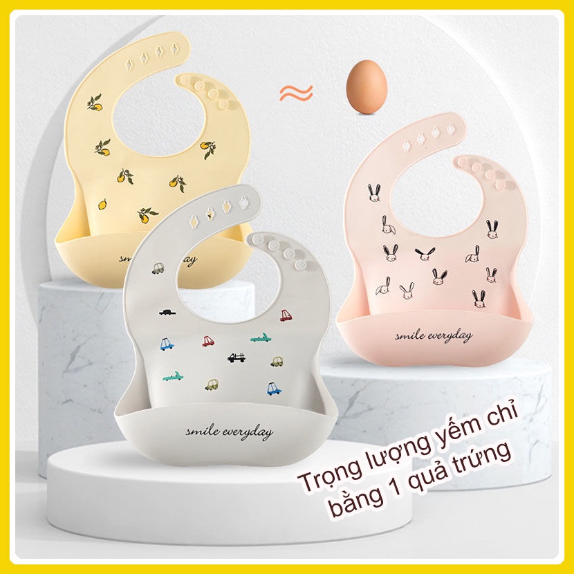 Yếm ăn dăm silicone Smile Everday không bám bẩn, siêu mềm cao cấp cho bé yêu ăn dặm