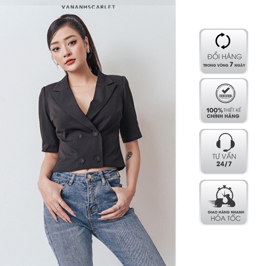 Áo vest VANANHSCARLET Croptop hai hàng cúc SAV001-22