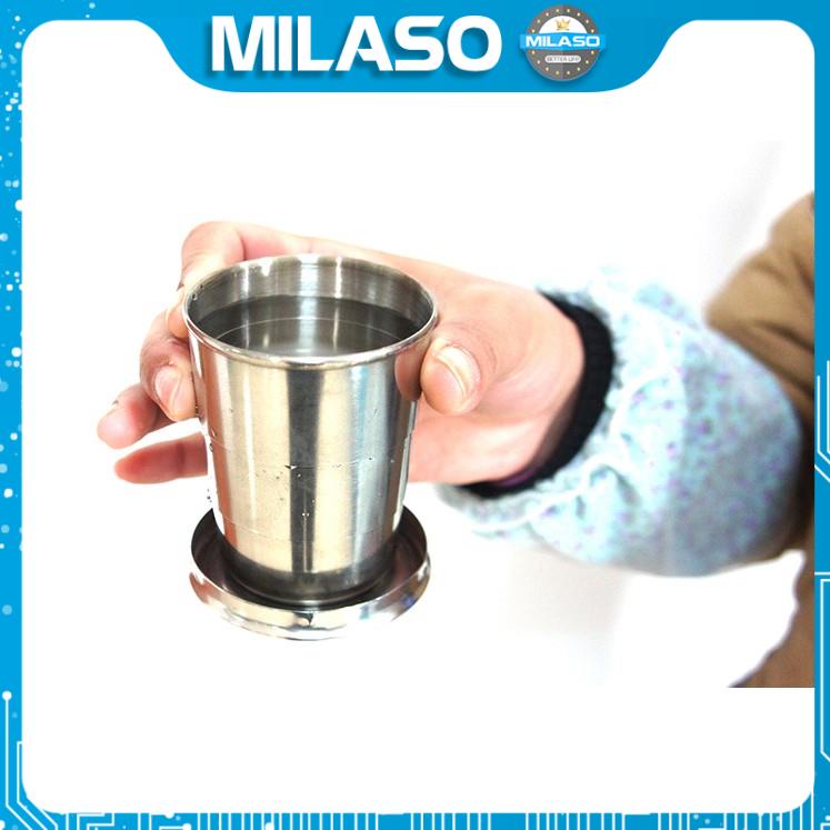 Cốc Uống Nước Gấp Gọn MILASO Ly Inox Có Nắp Đa Năng Đi Du Lịch, Dã Ngoại HG-001179
