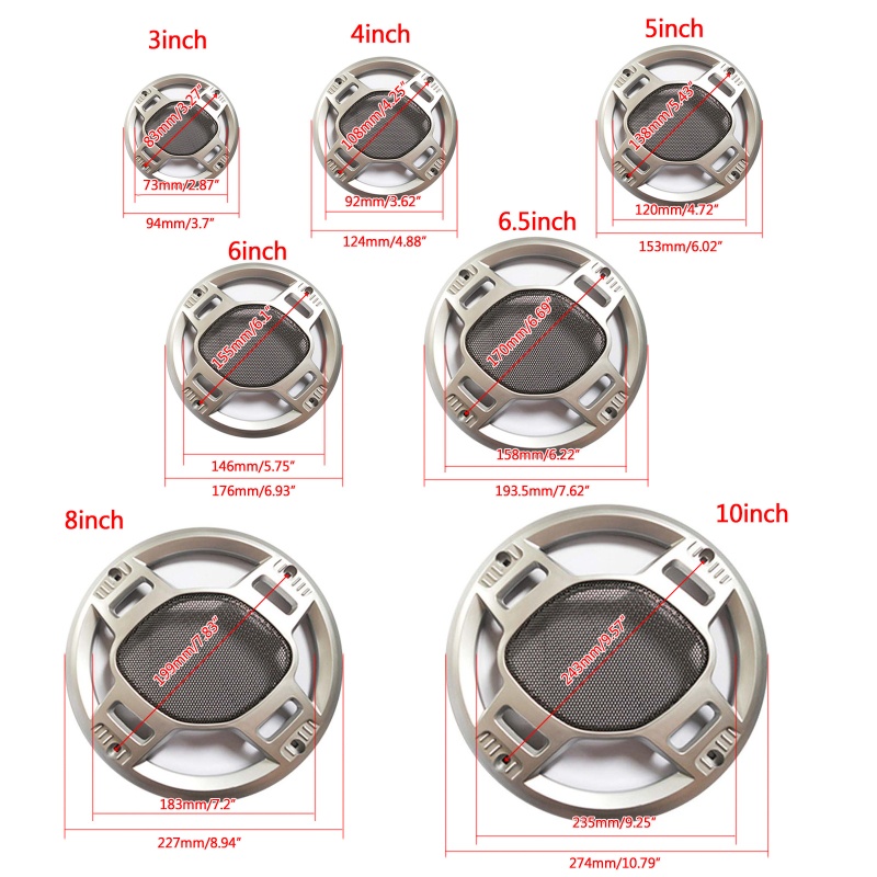 Lưới Bọc Loa Xe Hơi Thay Thế Kích Thước 3 / 4 / 5 / 6 / 6.5 / 8 / 10 Inch