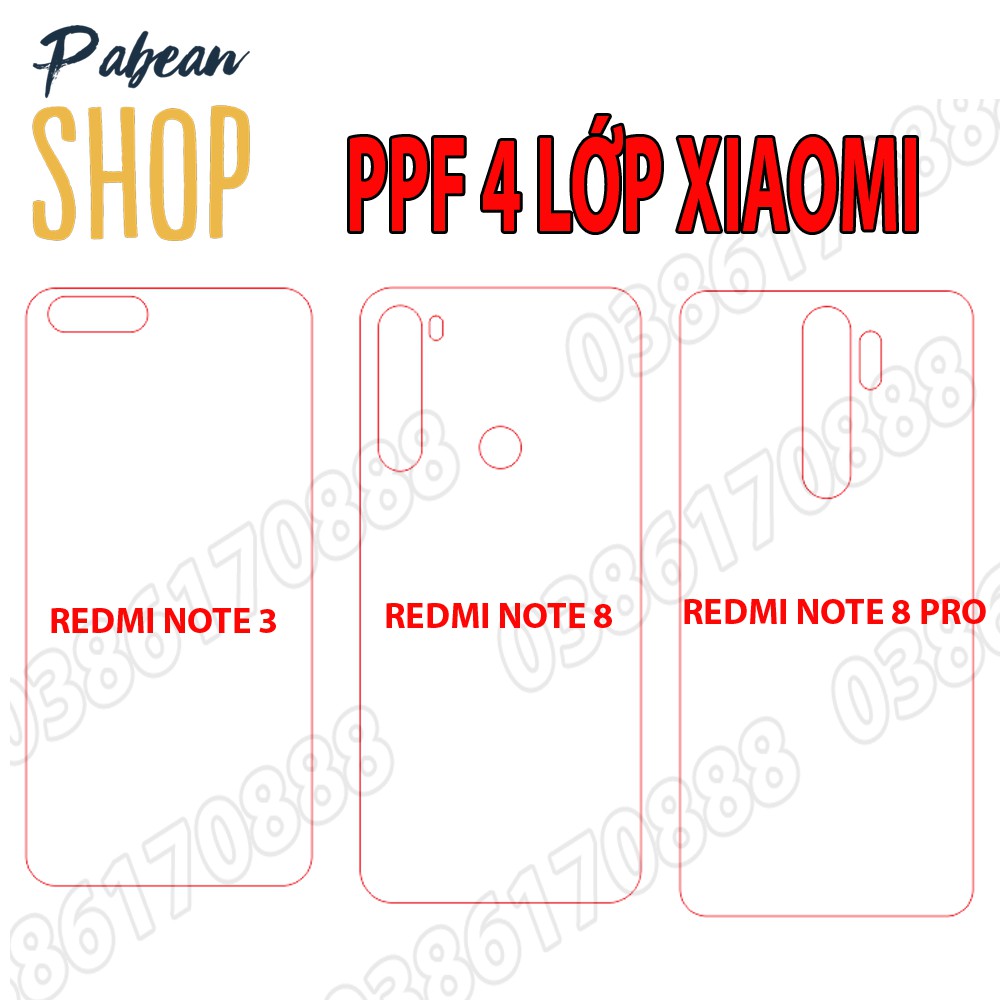 Dán lưng PPF 4 lớp chống va đập cho XIAOMI REDMI NOTE 3 / NOTE 8 / NOTE 8 PRO