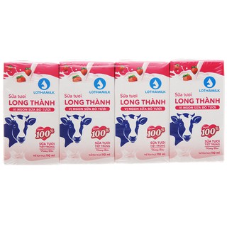 Sữa tươi tiệt trùng Lothamilk dâu 110ml lốc 4 hộp