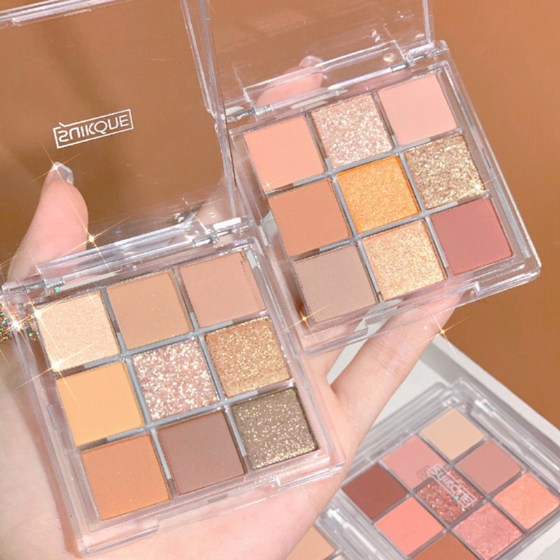 [Hàng mới về] Bảng phấn mắt 9 màu sắc hiệu ứng lì/ ánh nhũ chống nước bền màu lâu trôi