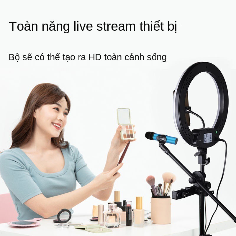 ♞ﺴLàm đẹp và trẻ hóa trực tiếp ánh sáng điều khiển từ xa cảm ứng vòng 14 inch Đèn nâng mặt đa vị trí Giá đỡ nh