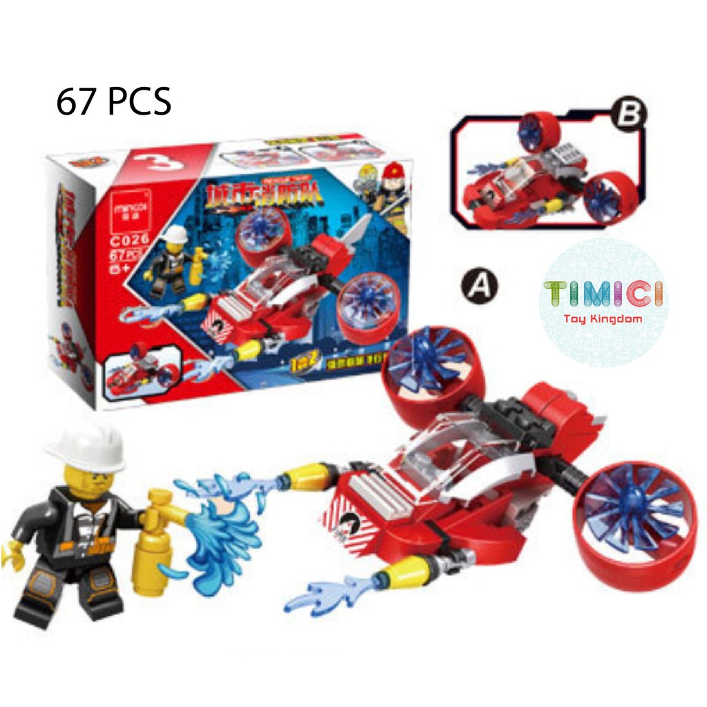 [LC026] Xe ô tô đồ chơi lego cứu hỏa xếp hình &quot;6 IN 1&quot; cho bé