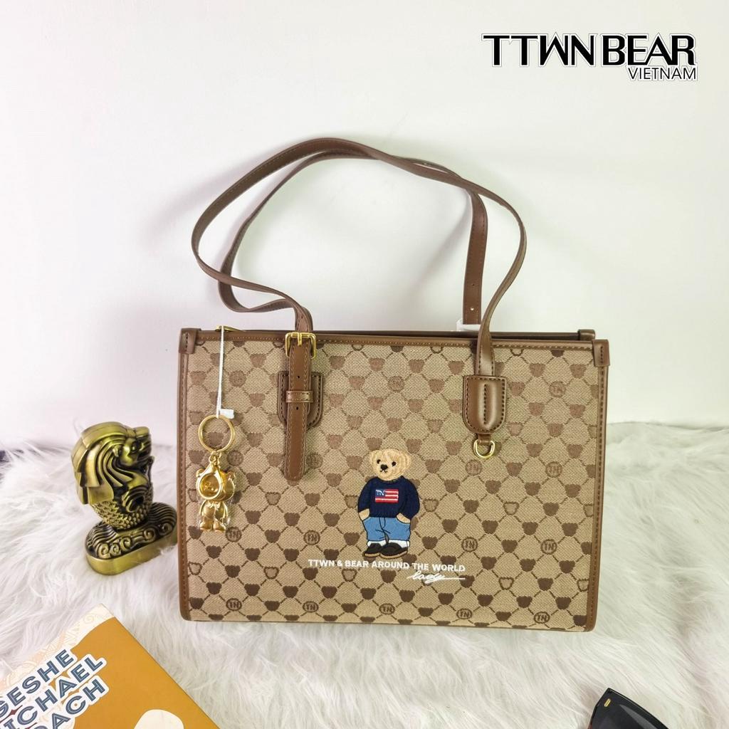 Túi tote TN3079 da thời trang công sở charm gấu TTWN BEAR