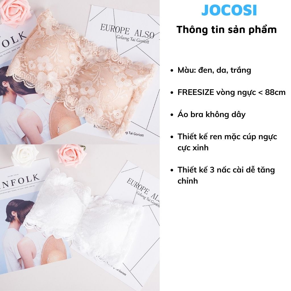 Áo bra ren không dây nữ đẹp, áo lót không dây cúp ngực mặc áo hở lưng JOCOSI B088
