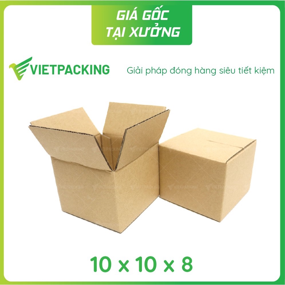 Hộp carton size 10x10x8 - set 50 hộp carton nhỏ đóng hàng tiện lợi V034 - VietPacking Official