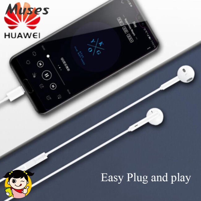 Muse07 Dây tai nghe cổng Type C với micro và nút chỉnh âm thanh tiện dụng cho Huawei P20 Pro Mate 10