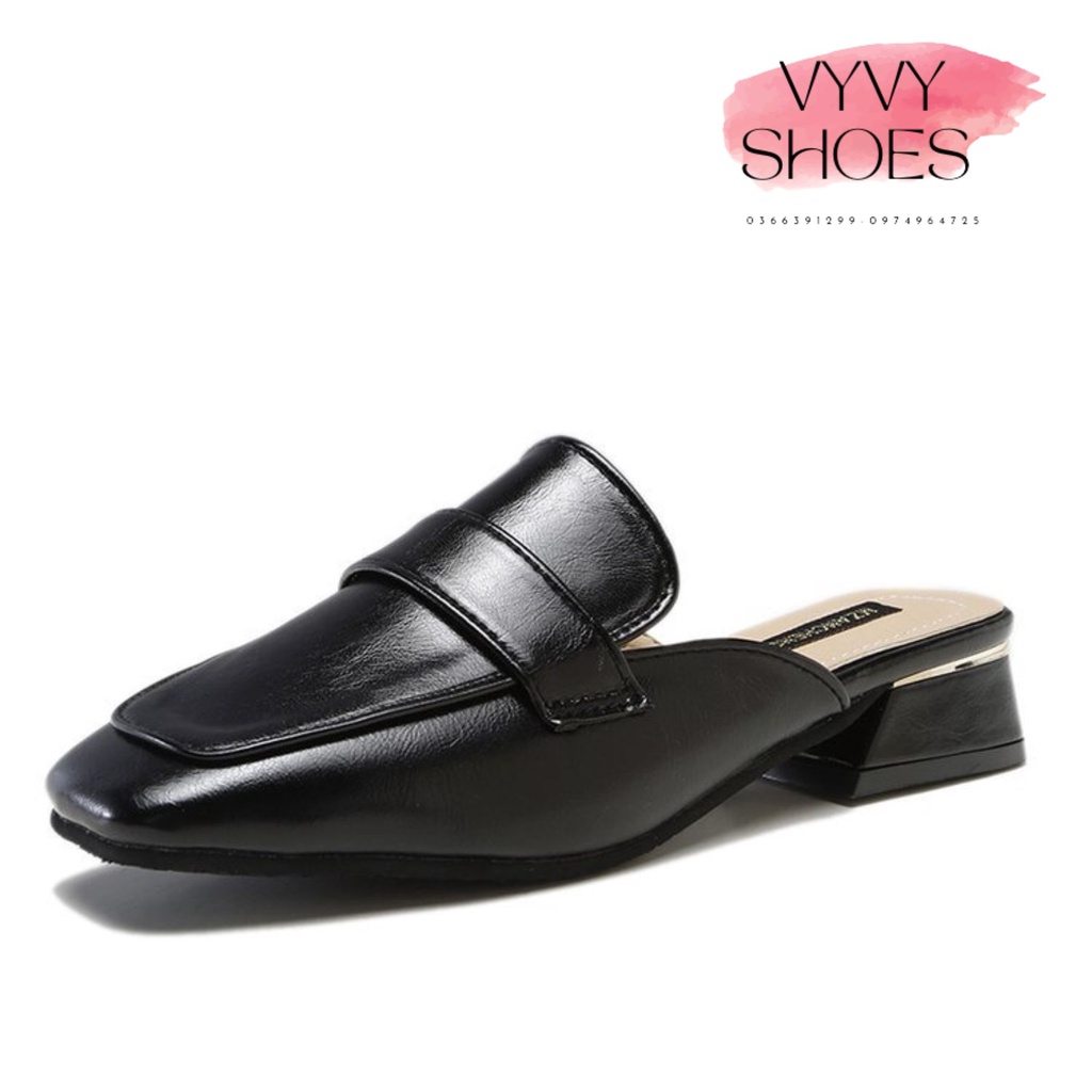 Giầy sục nữ mũi vuông phong cách da mềm cá tính VYVYSHOES19