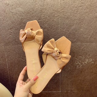 Dép nơ thắt mũi vuông - Siêu cute