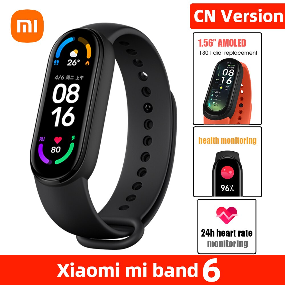 Vòng Đeo Tay Thể Thao Thông Minh Xiaomi Mi Band 6 Bluetooth 1.56 "Amoled Và Phụ Kiện