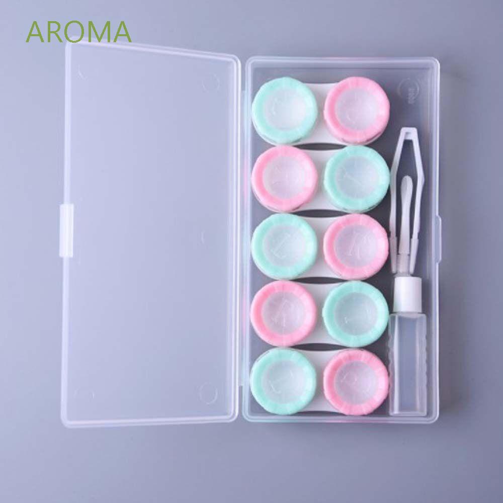 [Hàng mới về] Set 5 cặp hộp bọc kính áp tròng trong suốt hình chữ nhật thiết kế nhỏ gọn kèm nhíp nhiều màu cho nữ