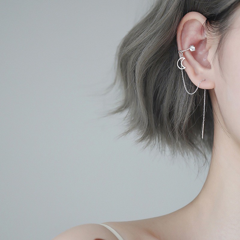 Bông Tai Bằng Thép Y Tế 18k Đính Kim Cương Lấp Lánh Không Gây Dị Ứng