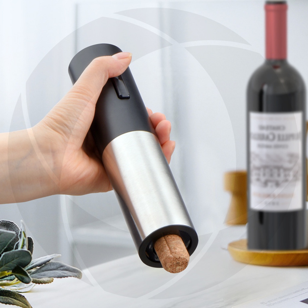 Máy Mở Rượu Vang Tự Động, Dụng Cụ Đồ Khui Nắp Chai Riệu Kim Loại 4 In 1 Kèm Phễu, Nút, Cắt, Dây Sạc
