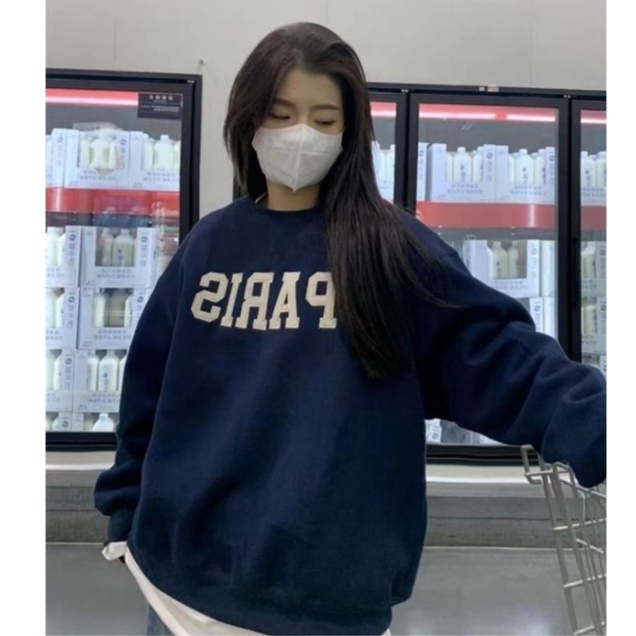 Áo Sweater Nữ Tay Dài Dáng Rộng Thêu Chữ Tiếng Anh Phong Cách Hàn Quốc