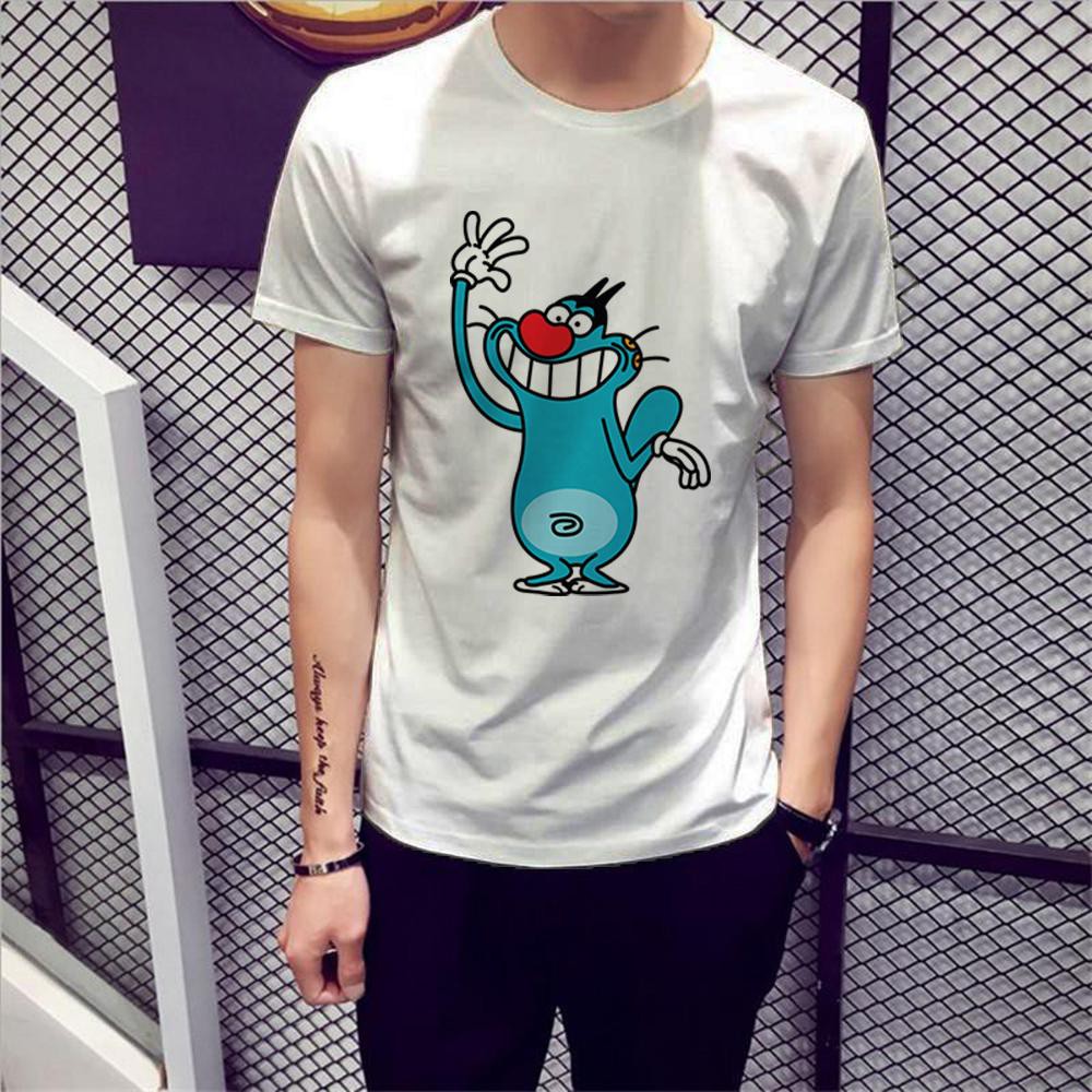 Áo thun Nam in hình Oggy và những chú gián - Oggy Chào - Cotton Thun Phong Cách Cá Tính - Cực Chất V