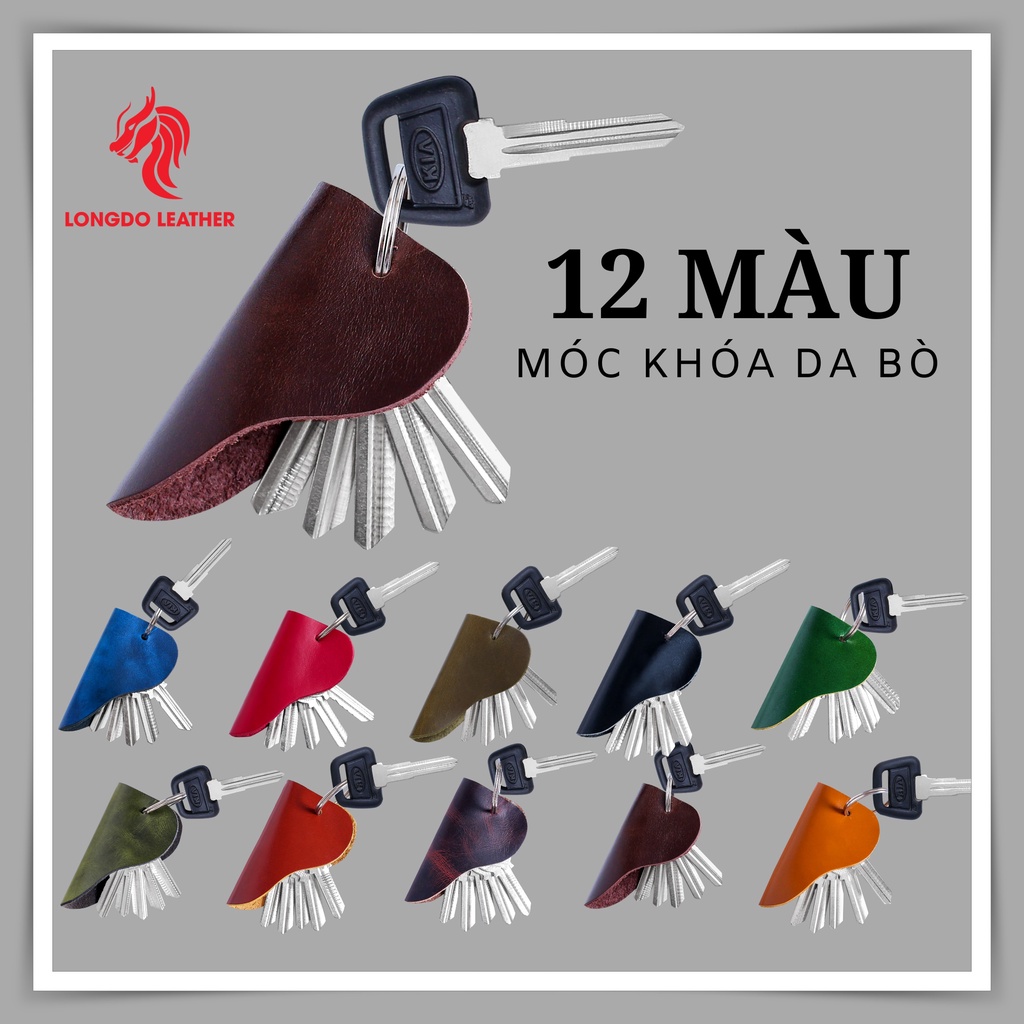 Móc khóa cao cấp da bò, Bảo hành 5 năm, Hàng chính hãng thương hiệu Longdo Leather MK03