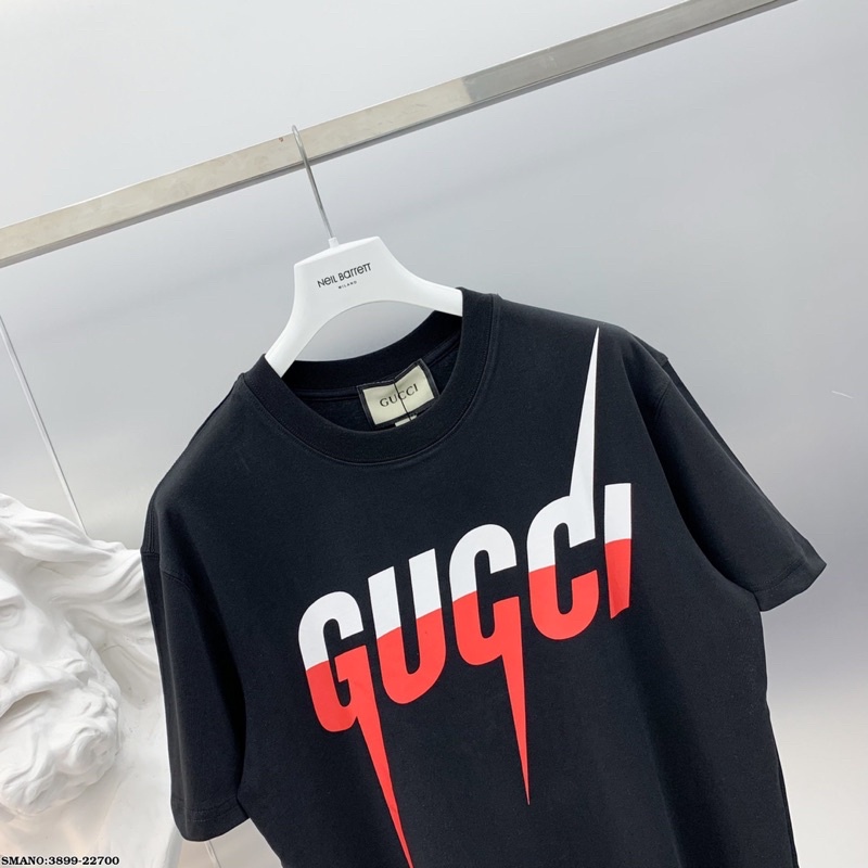 Áo Phông Nam Cotton 100% In Chữ GG Sét Gai Hai Màu AP74P