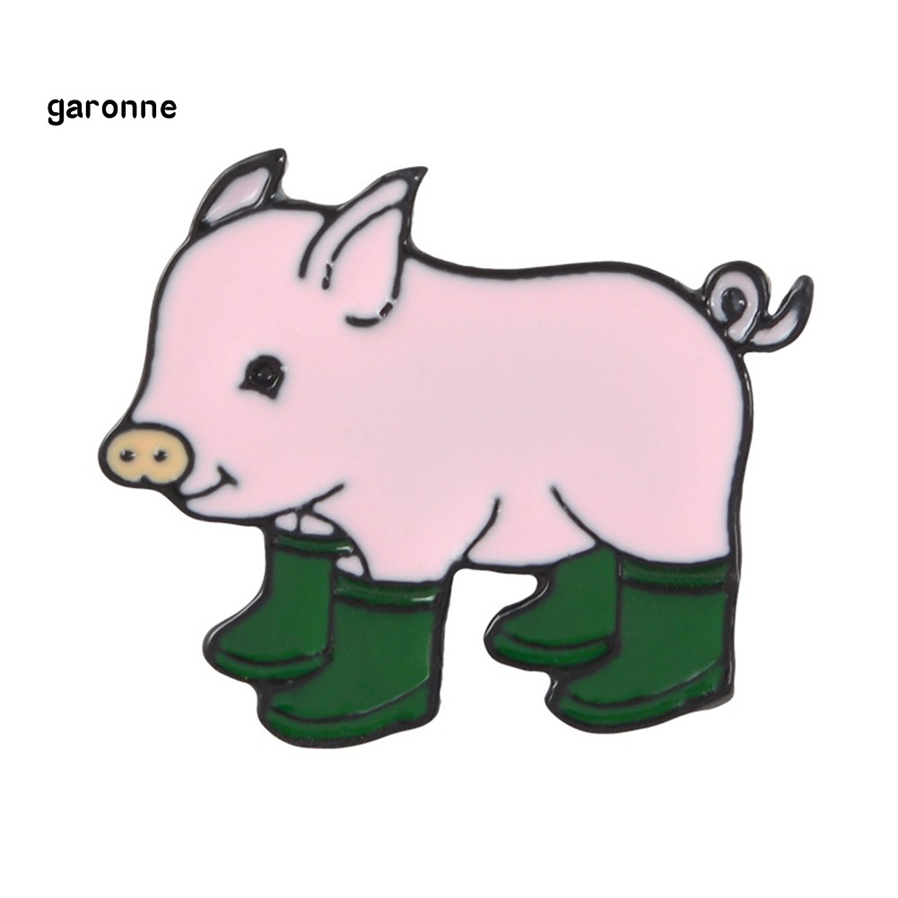 GA_Kawaii Cartoon Pig Rain Boots Animal Alloy Enamel Brooch Pin Party Gift Badge