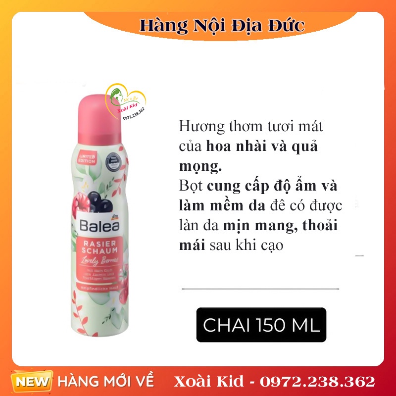 Bọt/Gel cạo lông Balea của Đức - Date mới Đủ Bill