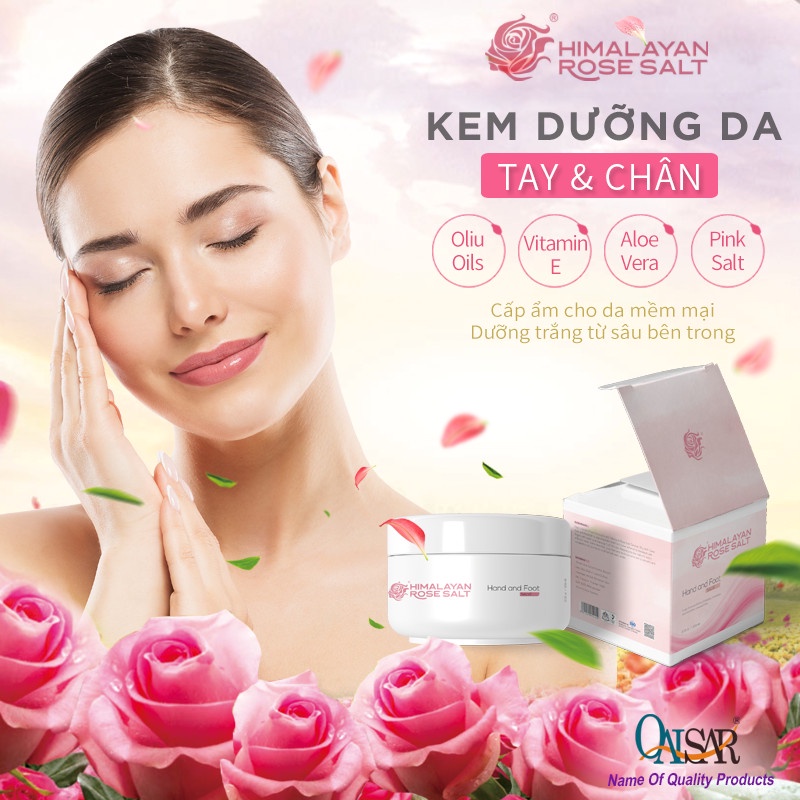 Kem dưỡng QAISAR Himalayan Rose Salt dưỡng da tay, gót chân mềm mịn 300g