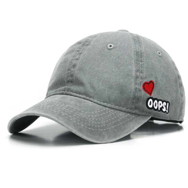 Mũ Lưỡi Trai Denim Thêu Hình Trái Tim