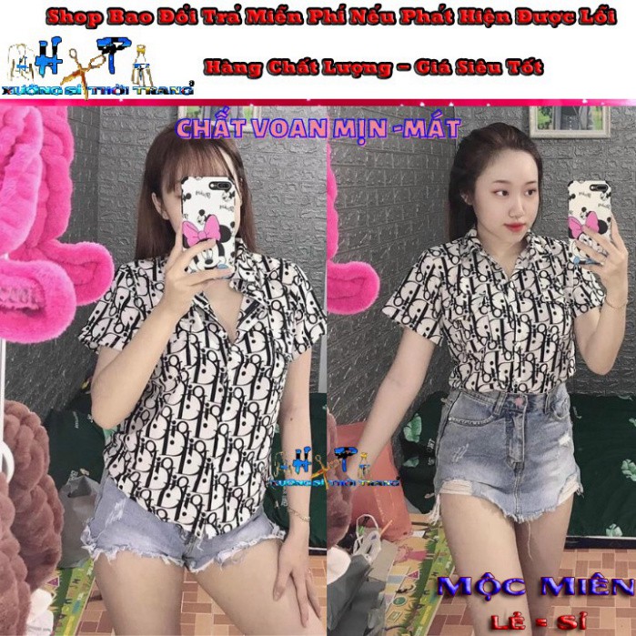 Áo sơ mi nữ voan lụa in chữ siêu thời trang mẫu mới hót 2020- hàng có sẵn -New- A40