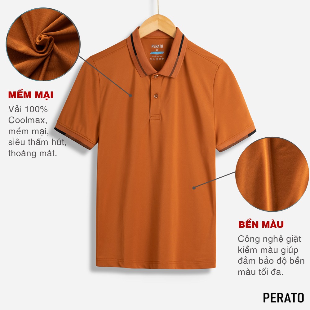 [MUA 2 GIẢM 20K] Áo Thun Nam Có Cổ PERATO, Chất Liệu Coolmax Thấm Hút Tốt, Thiết Kế Phối Viền Trẻ Trung | BigBuy360 - bigbuy360.vn