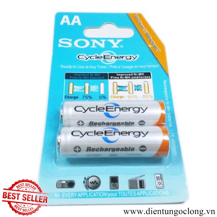 Vỉ 2 pin sạc AA hoặc AAA Sony CycleEnergy ( loại pin sạc được)