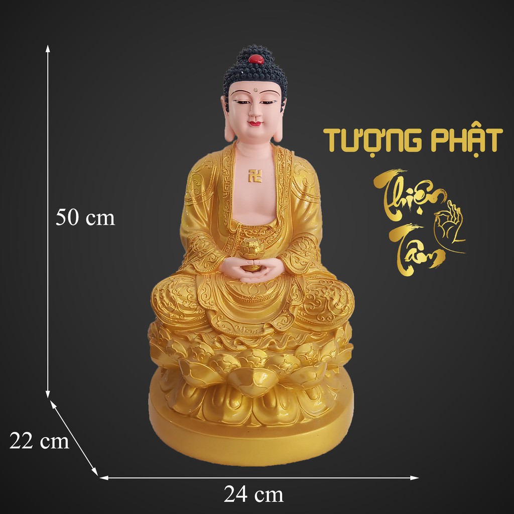 Tượng Phật A Di Đà cao 50cm – Ngồi – Màu Vàng (Mẫu Đài Loan) 026VN-PDD