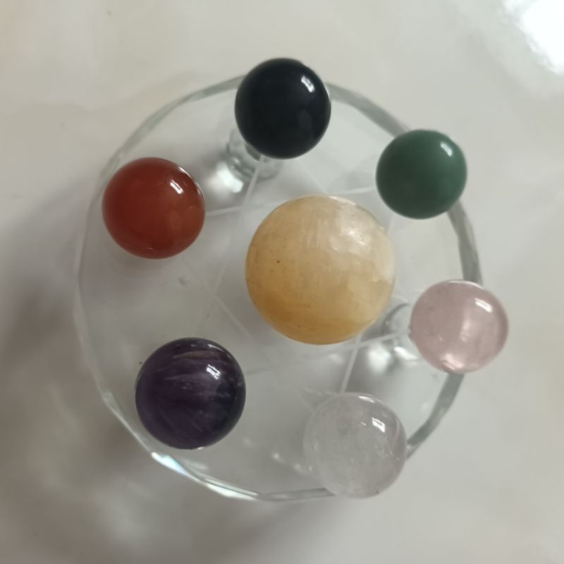 Bàn đá thất tinh trận size trung,  quả cầuđá thanh tẩy, trưng bàn thần tài, bàn làm việc, sưu tầm