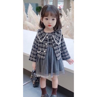 set váy dạ sweet hồng dày dặn cho bé